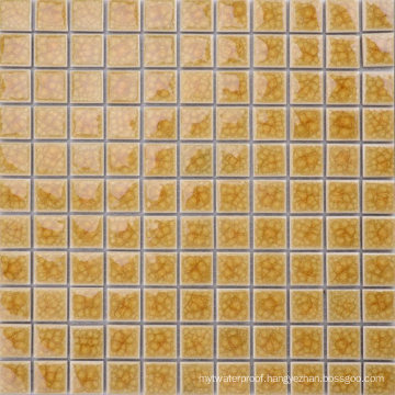 Home Application Wall and Floor Ice Crack Yellow Mosaic Tiles